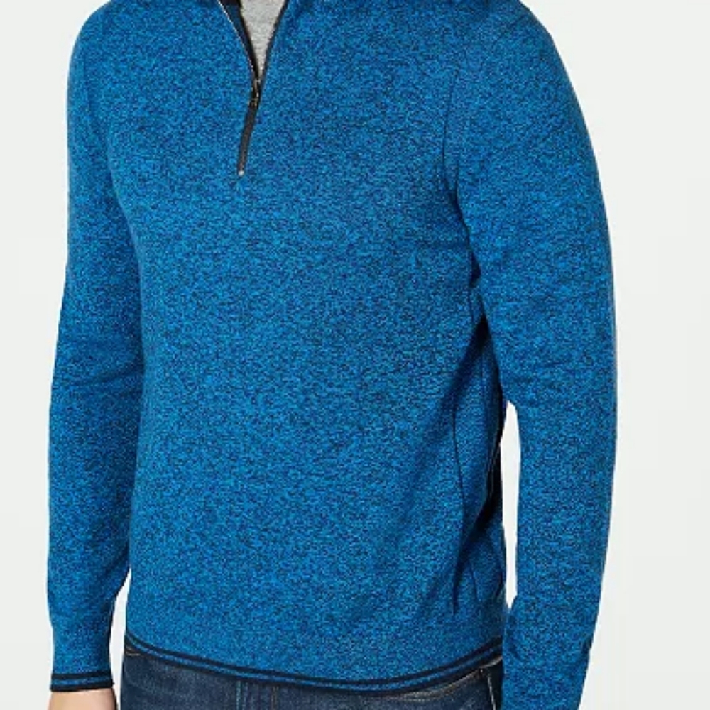 Mens Michael Kors Quarter Zip Sweater Denim Blue Large